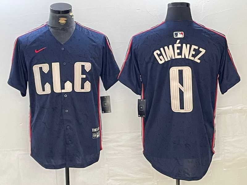 Men%27s Cleveland Guardians #0 Andres Gimenez Navy 2024 City Connect Limited Stitched Jersey